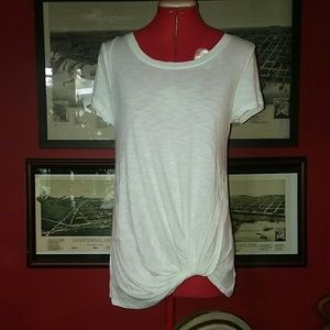 Maurices White Twist Front Basic Tee Shirt